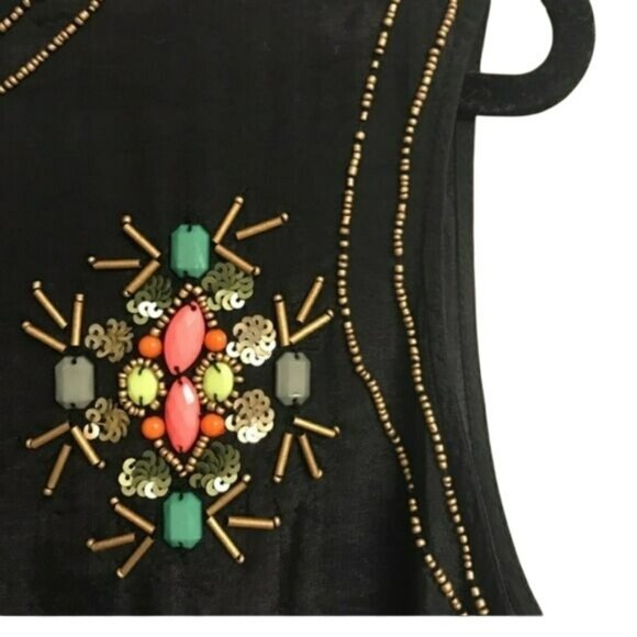 In Luv Boho Shabby Chic Fringe Sleeveless Tank Top Black Women Medium M NWT - Picture 5 of 13